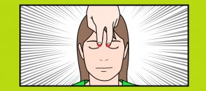 目のストレッチ 目頭を押す