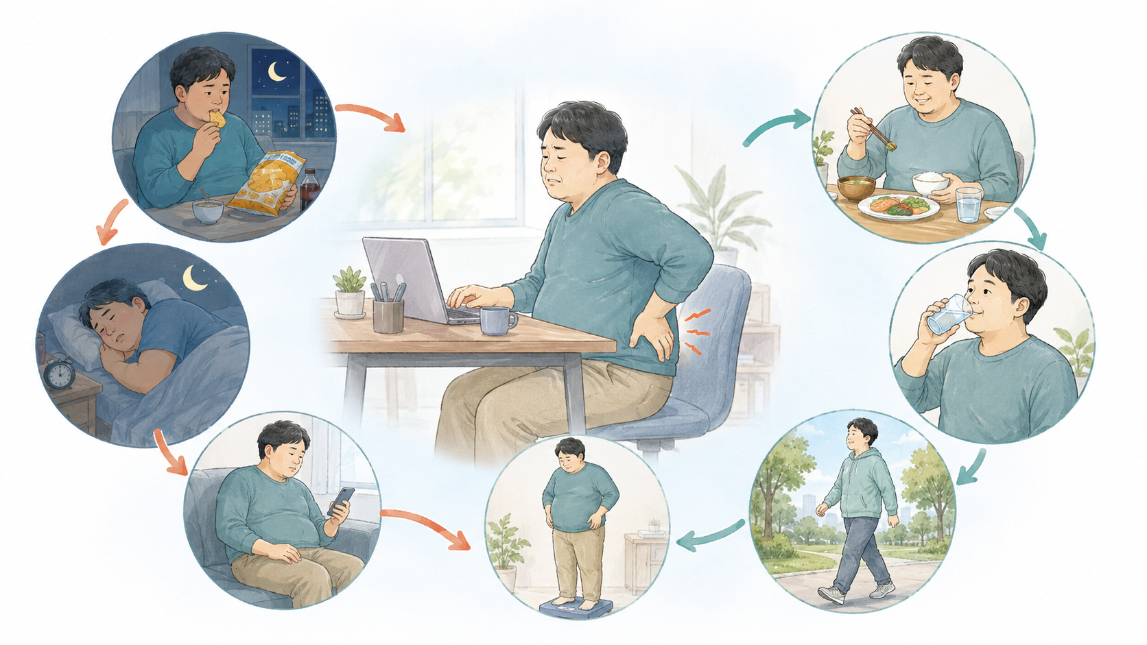 肥満と腰痛の関係｜体重増加による腰の痛みと対策｜よくある質問の解説画像